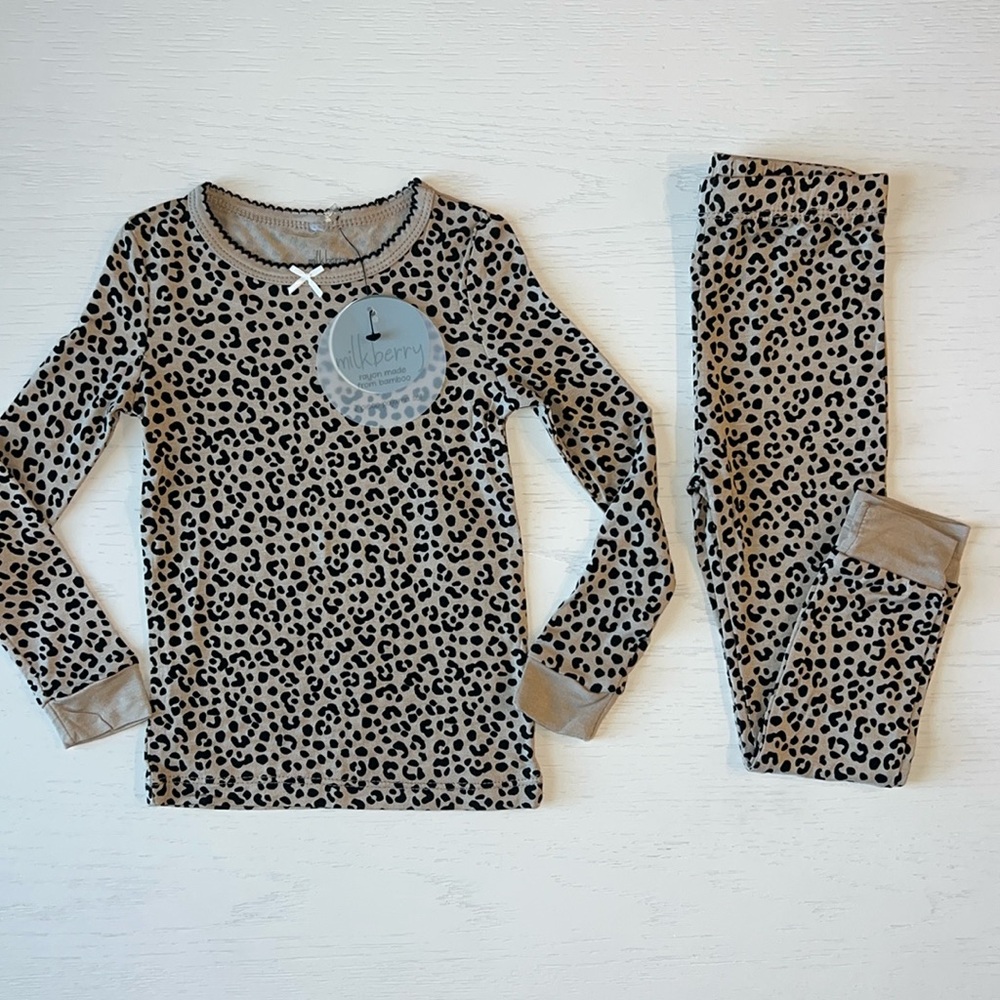 Milkberry Toddler Girl Leopard Long Sleeve Pajama Set 3T